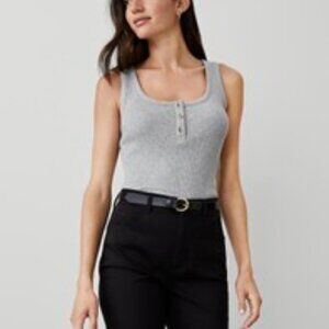 NWT - Ann Taylor Ribbed Pima Cotton Henley Tank